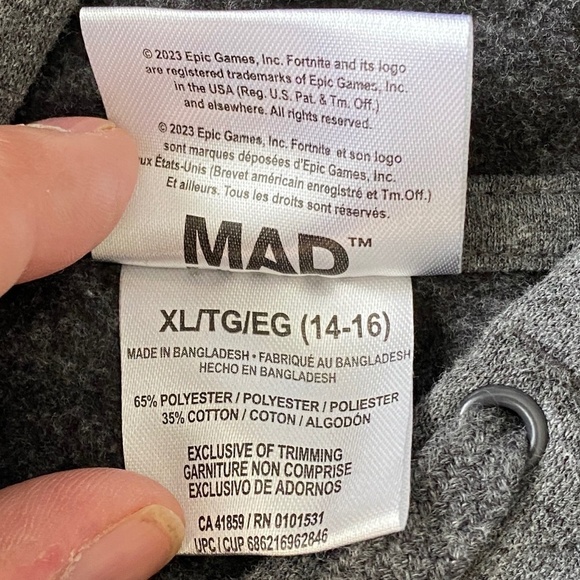 Fortnight MAD Engine Kid's Long Sleeve Fleece Pullover Hoodie‎ Size XL (14-16) - Picture 7 of 13